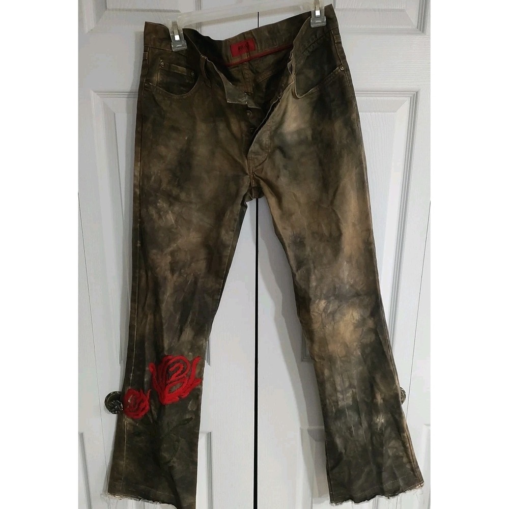 Hugo Boss Men's Jeans Acid Wash With Rose Application To Leg 28x32